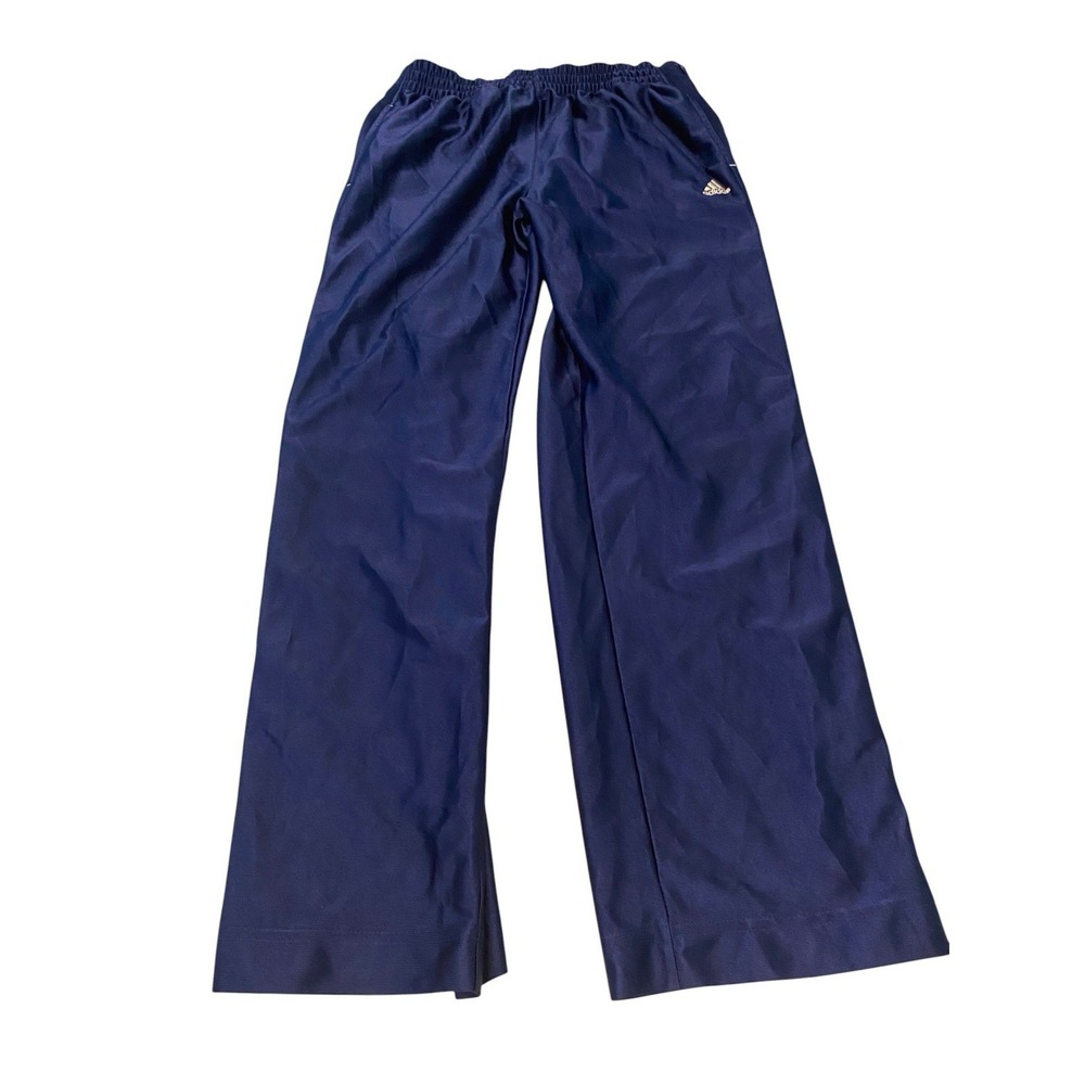 ⁠Vintage Adidas Tearaway Snap Track Pants Navy Blue Tear Away Breakaway Youth XL